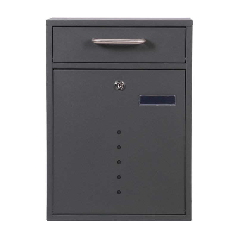 Postilaatikkosarja V51 2x2, 4 kpl, antrasiitti, lukittavat seinäpostilaatikot näkymäikkunoilla