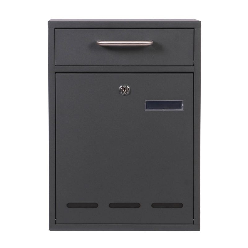 Postilaatikot V53 2x2 setti, antrasiitti, lukittavat, seinään asennettavat, näköaukoilla