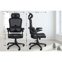 Ergonominen toimistotuoli säädettävällä ristiselän tuella ja käsinojilla