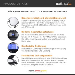 Walimex pro Soft LED 700 Brightlight Round Bi Color pyöreä LED-paneeli, 60 W, 3200-5600 K