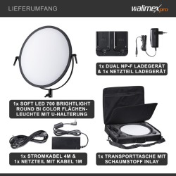 Walimex pro Soft LED 700 Brightlight Round Bi Color pyöreä LED-paneeli, 60 W, 3200-5600 K
