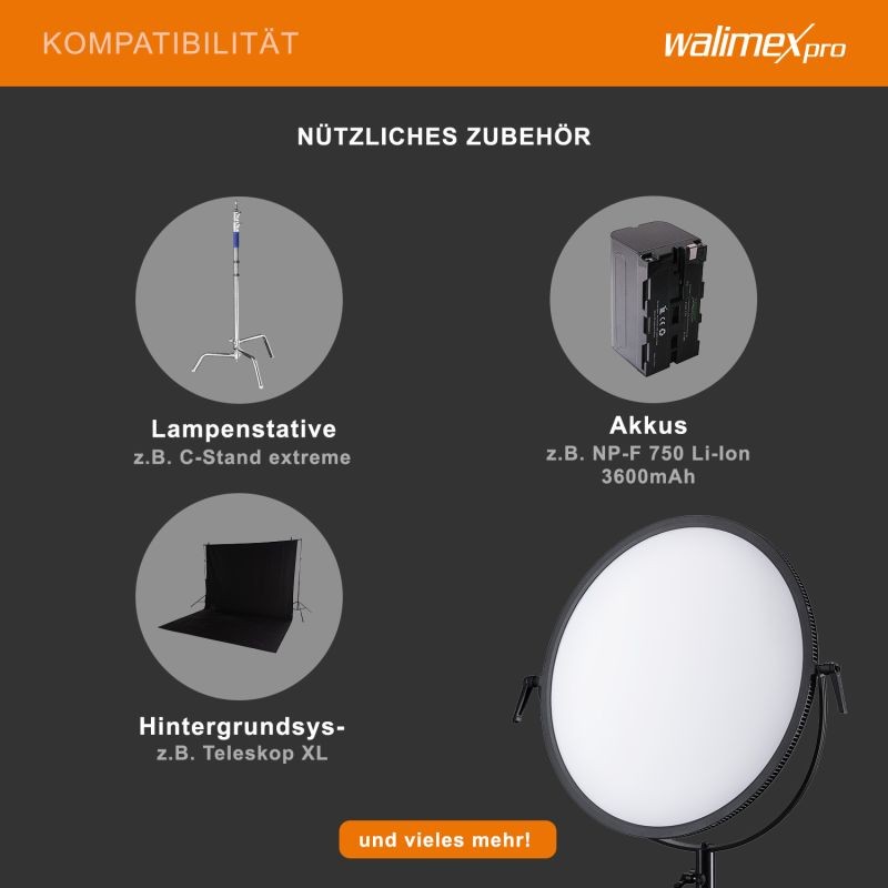 Walimex pro Soft LED 700 Brightlight Round Bi Color pyöreä LED-paneeli, 60 W, 3200-5600 K