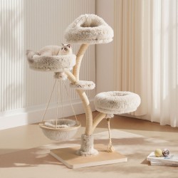 Fudajo Kiipeilypuu 130 cm, oksamainen muotoilu, sisal ja plüshi, riippumatto
