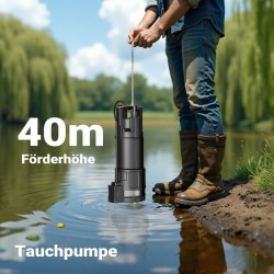 Uppopumppu 1200 W, 6000 l/h, nostokorkeus 40 m, syvyys 7 m, kuivakäyntisuoja ja kellukiskytkin