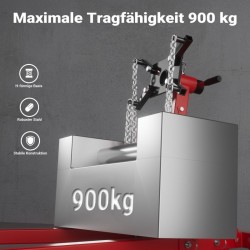 Moottorinpidike 900 kg, maalattu teräs, pyörillä, 360 asteen kääntömahdollisuus