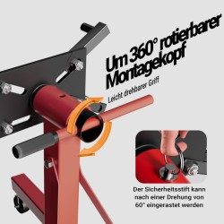 Moottorinpidike 900 kg, maalattu teräs, pyörillä, 360 asteen kääntömahdollisuus