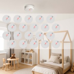 Palovaroitin 20 kpl, 9V paristo, 85 dB, langaton, DIN EN 14604, valkoinen