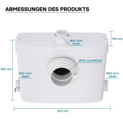 XPOtool 3/1 Jätevesipumppu 450 W silppurilla, nostokorkeus 7,5 m, WC ja suihku