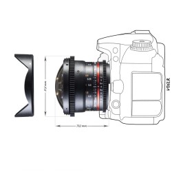 Walimex Pro 12 mm f/3,1 VDSLR kalansilmäobjektiivi Nikon F, musta