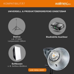 Walimex pro Emerger 200 studiosalama 200 Ws 2 4 GHz langaton ohjaus LED mallivalo