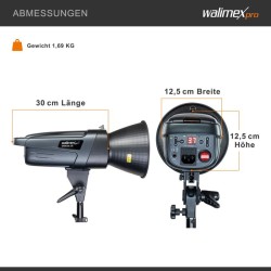 Walimex pro Emerger 200 studiosalama, 200 Ws, 2,4 GHz langaton ohjaus, LED-mallivalo