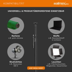 Walimex pro Autopole teleskooppitanko 220 380 cm alumiini musta max 15 kg superkiinnike ja adapteri