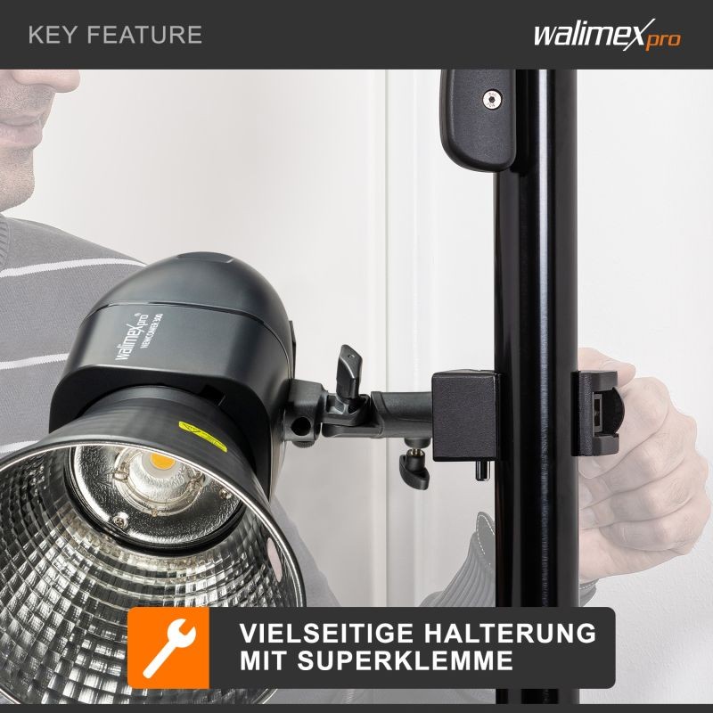 Walimex pro Autopole teleskooppitanko 220-380 cm, alumiini, musta, max. 15 kg, superkiinnike ja adapteri