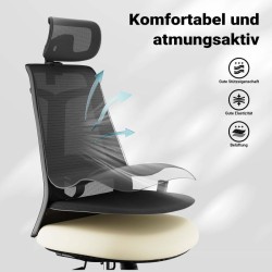 Ergonominen toimistotuoli, korkeus- ja syvyyssäätö, niskatuki, käsinojat, selkätuki, musta, max. 150 kg