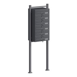 6-lokeroinen seisova postilaatikkojärjestelmä, antrasiitti, sinkitty teräs, 556 x 270 x 1500 mm
