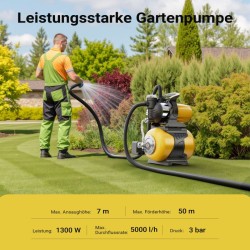 Kotitalousvesipumppu 24 l painesäiliöllä, 5000 l/h, 50 m nousukorkeus, 7 m imusyvyys, painekytkin, esisuodatin