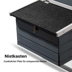 Kanala 1520 x 520 x 920 mm, harmaa-valkoinen, kuusi, ulkoilualue, pesälaatikko, sinkitty lantaljastinlaatikko