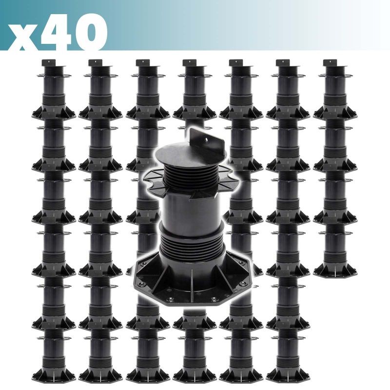 XPOtool Säädettävät terassitukijalat 40 kpl, 2700 kg, 137–215 mm, musta