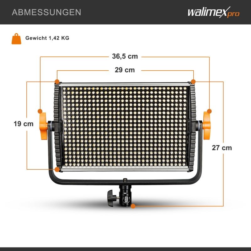 Walimex pro LED Niova 900 Plus LED-paneelivalaisin 54 W, säädettävä päivänvalon videovalaisin kaukosäätimellä