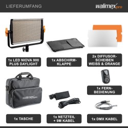 Walimex pro LED Niova 900 Plus LED-paneelivalaisin 54 W, säädettävä päivänvalon videovalaisin kaukosäätimellä