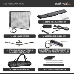 Walimex pro Flex LED 500 Bi-Color 50 W LED-valomattosetti softboxilla