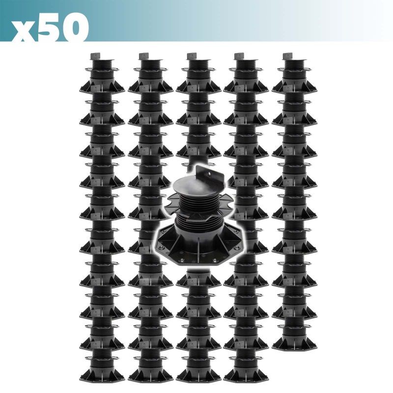 XPOtool Säädettävät terassitukijalat 50 kpl, 60–138 mm, 2700 kg, musta