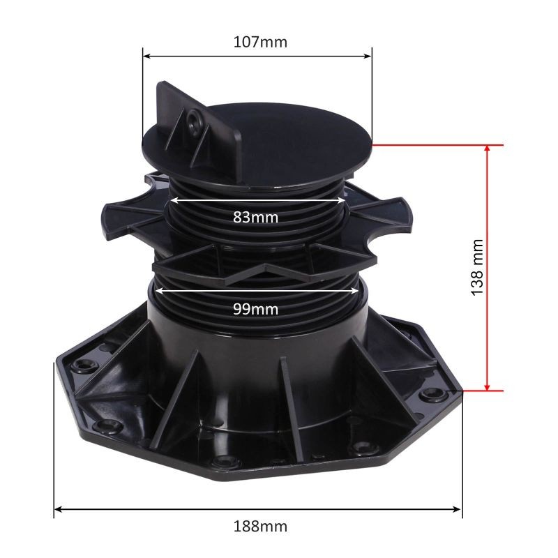 XPOtool Säädettävät terassitukijalat 50 kpl, 60–138 mm, 2700 kg, musta