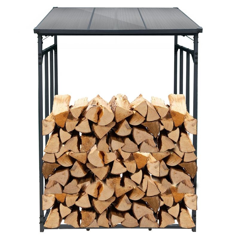 Toboli Polttopuuhylly ulkokäyttöön, 133 x 83 x 185 cm, pulverimaalattu teräs, musta, 1500 kg