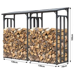 Toboli Polttopuuhylly ulkokäyttöön, 133 x 83 x 185 cm, pulverimaalattu teräs, musta, 1500 kg