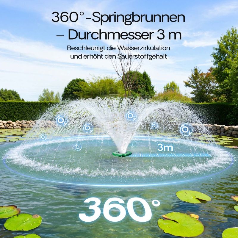 SunSun COP-10000 Kelluva suihkulähde 20 000 l/h, 90 W, 1 m vesipatsas, 3 m halkaisija, siiviläsuodatin