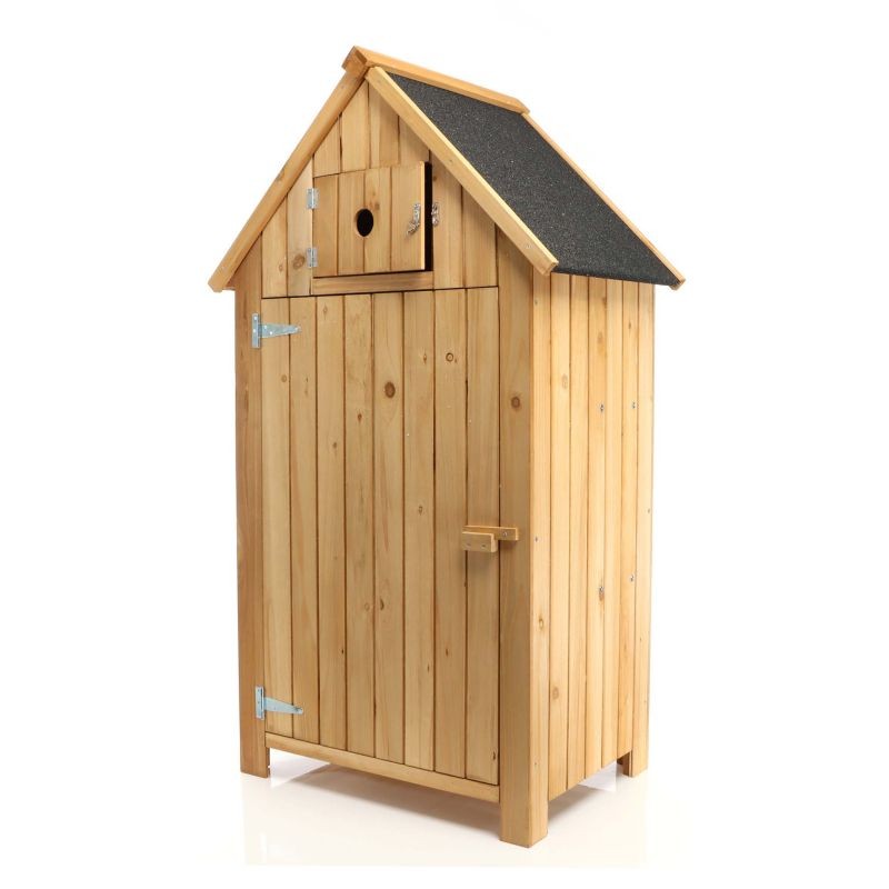Kapea puuvarasto kuusipuusta bitumikatolla 770x540x1370 mm, ruskea