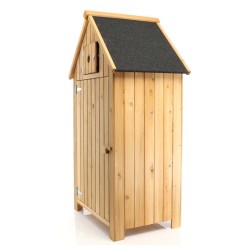 Kapea puuvarasto kuusipuusta bitumikatolla 770x540x1370 mm, ruskea