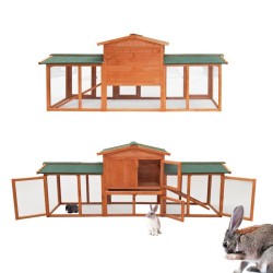 Kaksikerroksinen kanin ja pieneläinhäkki kuusipuu ruskea 2190 x 530 x 850 mm