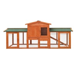 Kaksikerroksinen kanin- ja pieneläinhäkki, kuusipuu, ruskea, 2190 x 530 x 850 mm