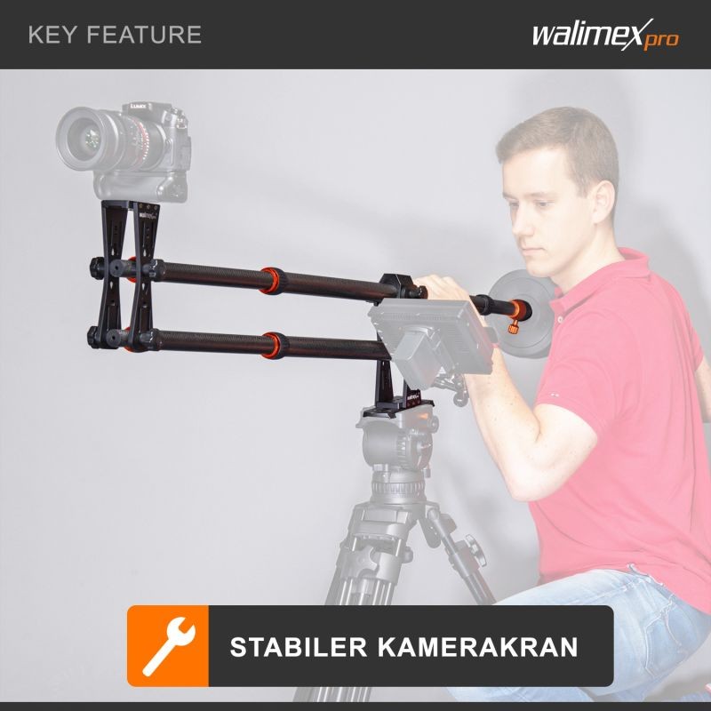 Walimex pro Carbon Camera Jib Traveller 7.2 kameranosturi, 70-200 cm, hiilikuitu, musta