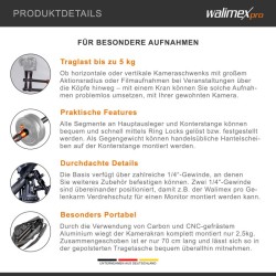 Walimex pro Carbon Camera Jib Traveller 7.2 kameranosturi, 70-200 cm, hiilikuitu, musta
