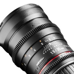 Walimex pro 35 mm 1:1,5 VDSLR valokuvaus- ja videokuvausobjektiivi Nikon F, 77 mm, musta