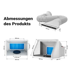 Airbrush-imujärjestelmä 9 m³/min, LED-valaistus ja säädettävä teho, harmaa