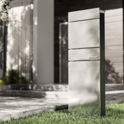 Maakiinnitettävä postilaatikko lehtilokerolla, hopea, teräs, 395 x 142 x 1150 mm, 2 avainta