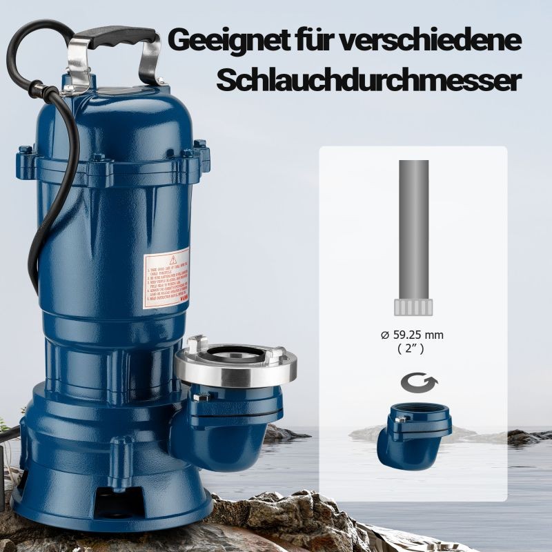 Likaisen veden uppopumppu 550 W, 16 200 l/h, valurauta, 20 m letku
