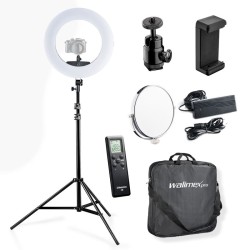 Walimex pro Medow 960 Pro LED rengasvalosetti 45 cm Bi Color 3200 5500 K 96 W jalustalla ja kaukosäätimellä