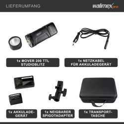 Walimex pro Mover 200 TTL akkusalama, 200 Ws, TTL, HSS, 2,4 GHz vastaanotin