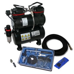 Airbrush aloituspaketti AS196 3 l kompressori Typ 128 Double Action ruisku pienoismallit ja kynsitaide