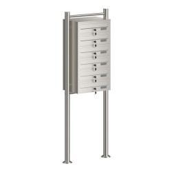6 lokeroinen postilaatikkojärjestelmä ruostumaton teräs 556 x 270 x 1500 mm hopea
