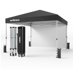 Taitettava paviljonki 3 x 3 m, harmaa, pyörillä, One Push -mekanismi, UV-suoja 50+