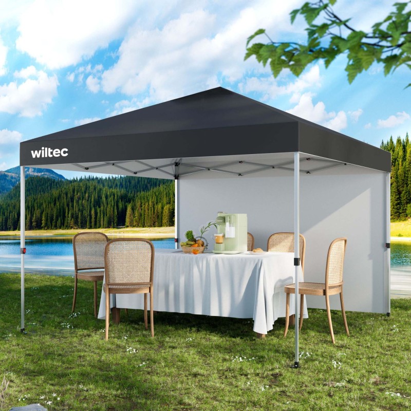 Taitettava paviljonki 3 x 3 m, harmaa, pyörillä, One Push -mekanismi, UV-suoja 50+