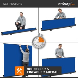 Walimex pro rullattava taustaseinä sininen 210 x 220 cm, kuljetuslaatikolla