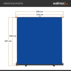 Walimex pro rullattava taustaseinä sininen 210 x 220 cm, kuljetuslaatikolla