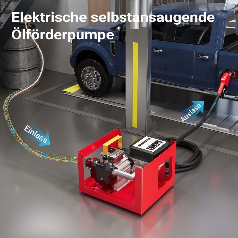 Diesel- ja lämmitysöljypumppu 230 V 550 W 20-60 l/min, automaattinen täyttöpistooli ja mittari