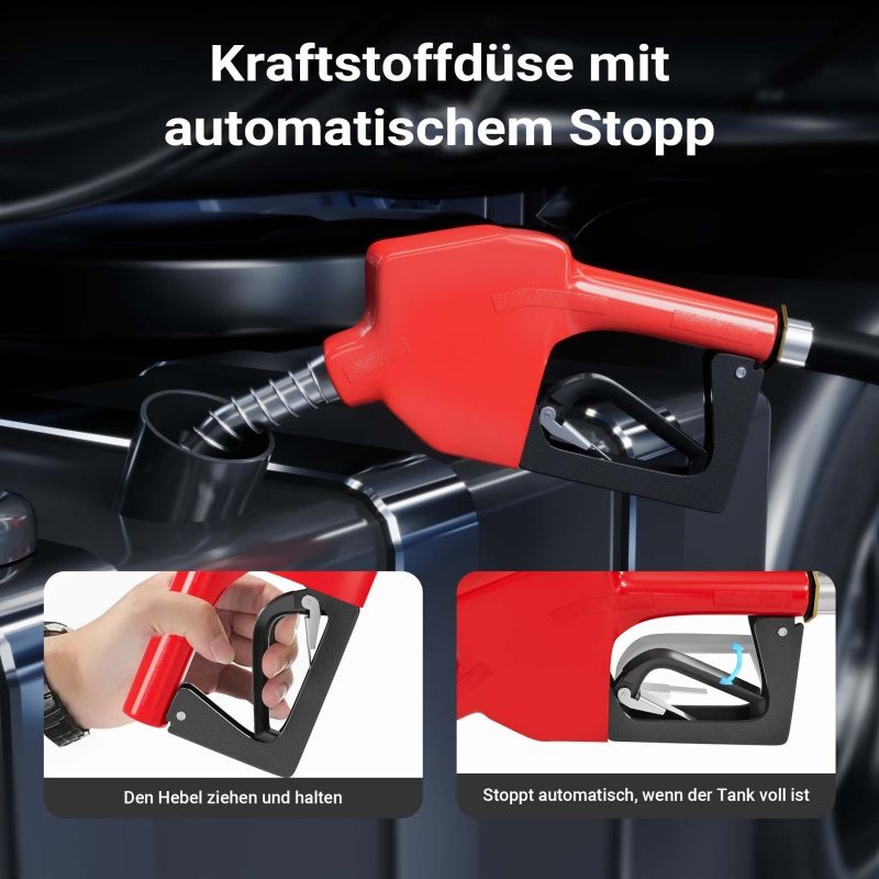 Diesel- ja lämmitysöljypumppu 230 V 550 W 20-60 l/min, automaattinen täyttöpistooli ja mittari